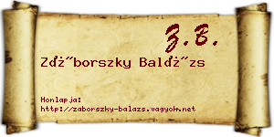 Záborszky Balázs névjegykártya